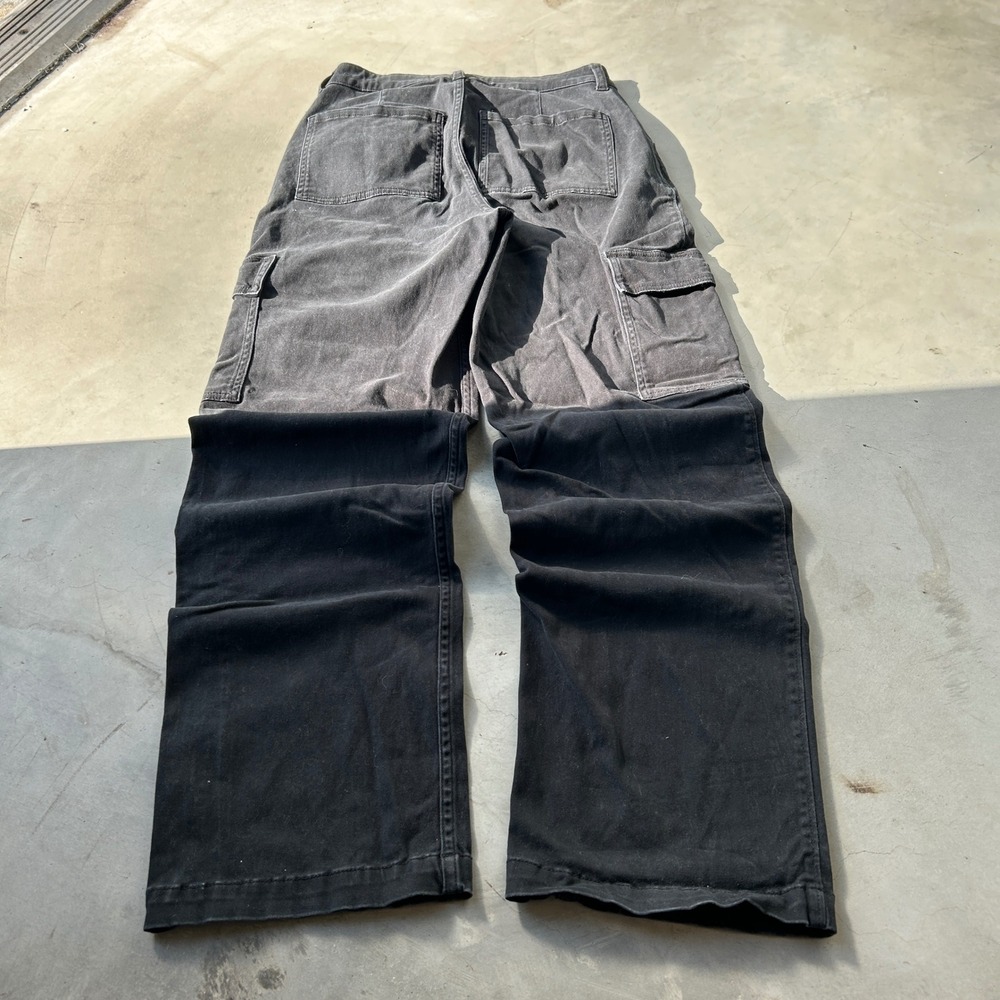 Hollister Two Tone Black Grey Cargo Pants High Rise Straight Leg 7R W28